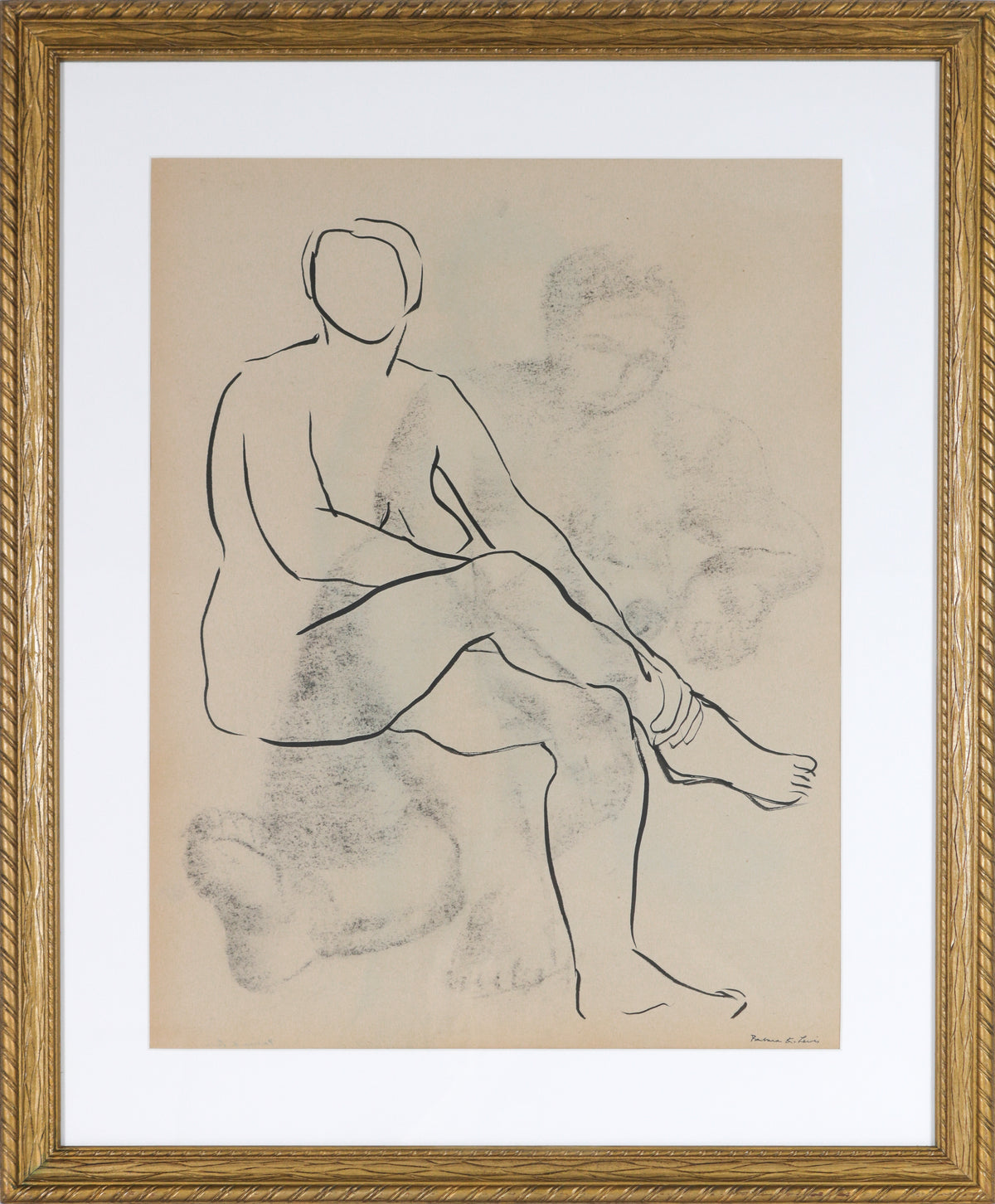 Double Sided Minimal Female Figure &lt;br&gt;1943 Ink &amp; Charcoal &lt;br&gt;&lt;br&gt;#A1585