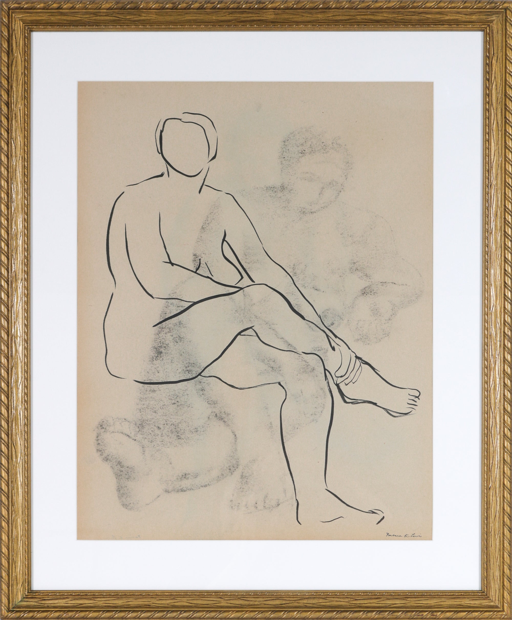 Double Sided Minimal Female Figure <br>1943 Ink & Charcoal <br><br>#A1585