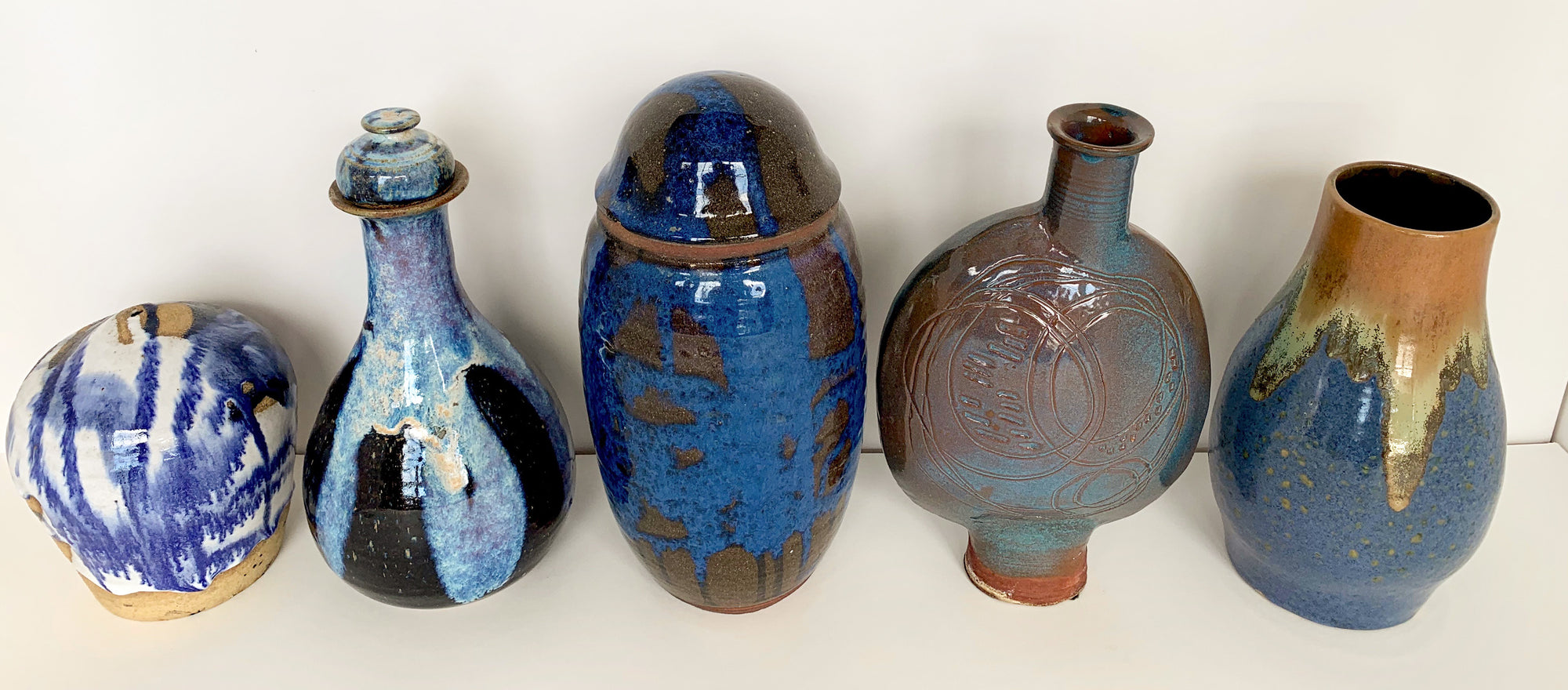 Collection of 20th Century Ceramics with Rich Blues <br><br>#1761